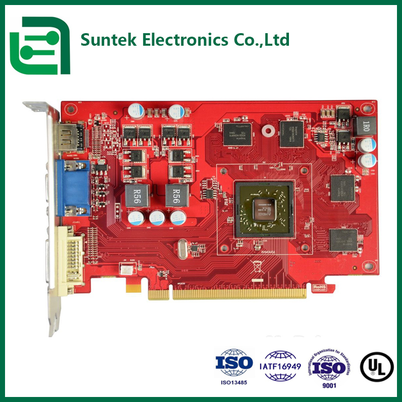 Produsen Turnkey Papan Sirkuit Cetak di China dan Kamboja, PCB topeng solder merah, Finishing Permukaan ENIG